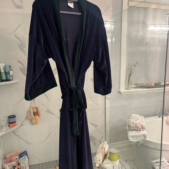 Mens vintage pennmens housecoat ribbed velour velvet one size navy/green - Picture 3 of 15